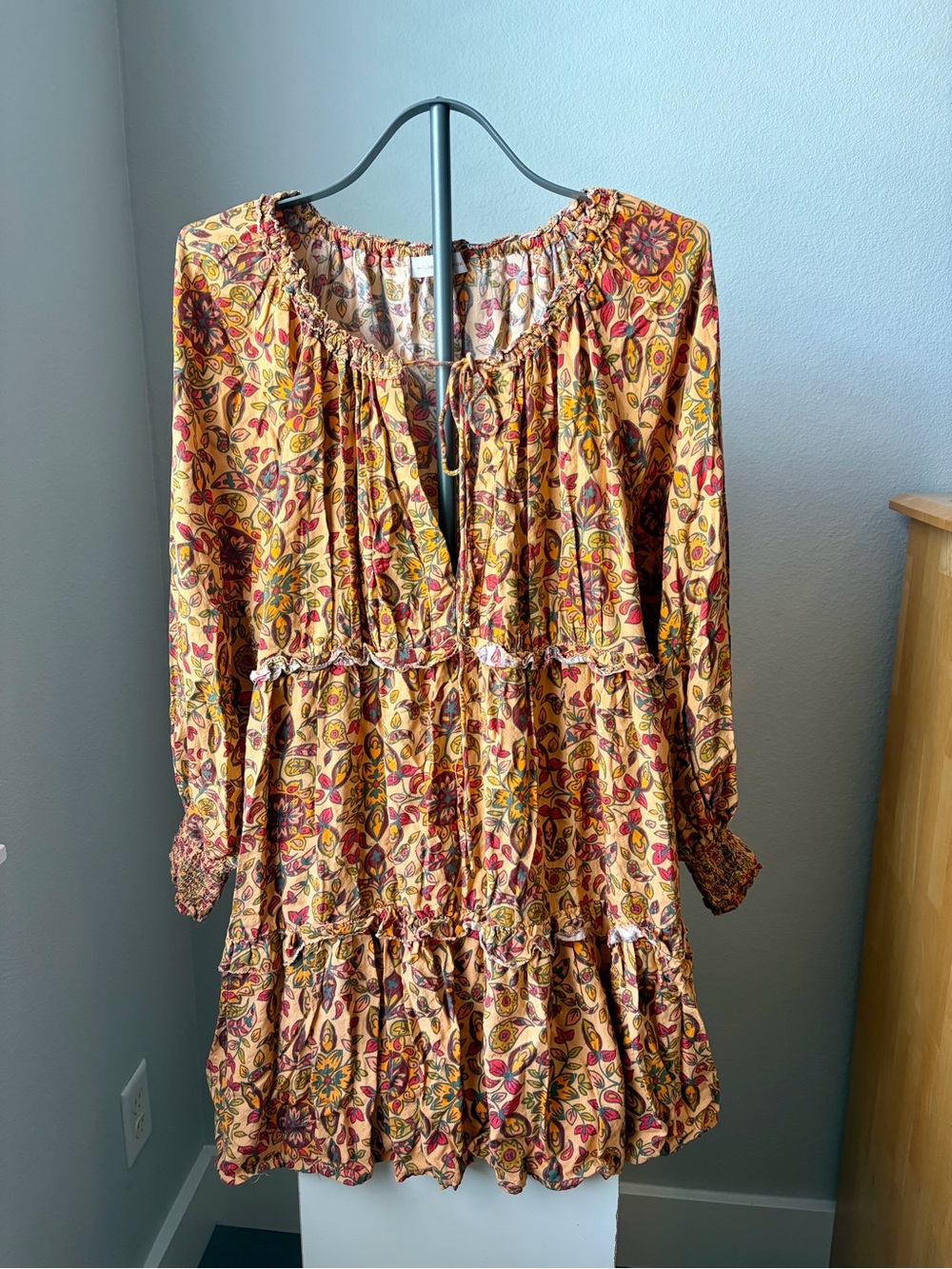 House of Harlow 1960 Yellow Floral Tiered Midi Dress